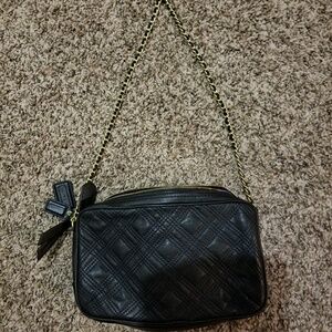 Coach Black Quilted Leather Crossbody with Gold Chain Strap